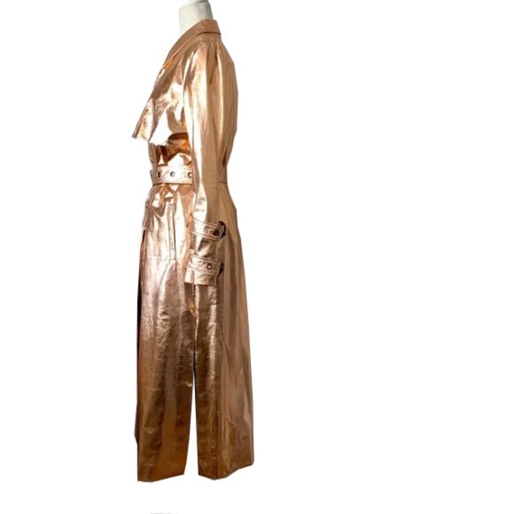 OSMAN FRALIA METALLIC ROSE GOLD TRENCH COAT NWT!! - Picture 4 of 10